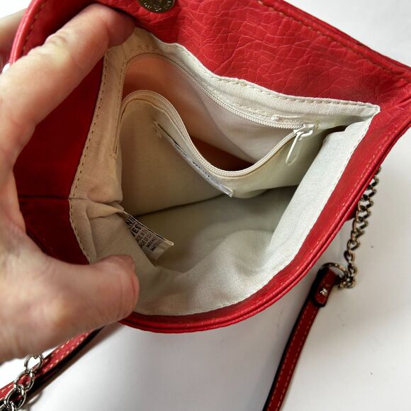 Nine West Women's Pink Textured Vegan Leather Chain Strap Wallet Crossbody Bag - Picture 8 of 14